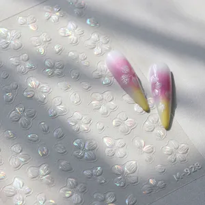 Adesivi per unghie floreali 3D con finitura iridescente per manicure professionale