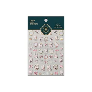 5D embossed nail stickers featuring cartoon cats bows and crowns model TL-314