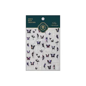 Iridescent laser butterfly nail stickers with pearls and moon patterns TL-322