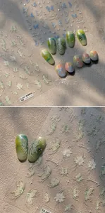 Detailed macro view of 3D embossed butterfly and flower nail art stickers TS-3997
