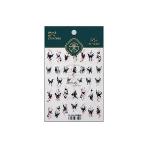 Gothic butterfly nail art stickers TS-3968 with black and red butterfly motifs