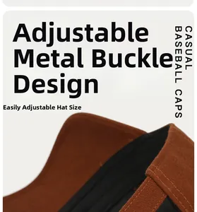 Detail view of cotton baseball cap showing adjustable metal buckle and twill fabric texture