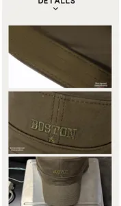 Detail of thickened sweatband and embroidery on the cotton flat top military cap