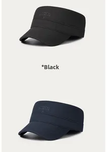Detailed close-up showing black and navy flat top caps with Boston star embroidery