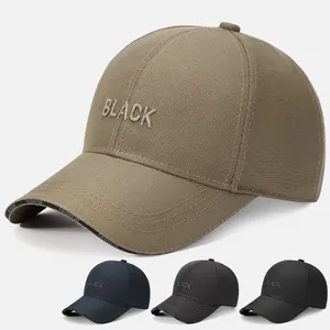 Embroidered Black Letter Cotton Canvas Baseball Cap Adjustable Outdoor Sun Protection Sporty Casual Fashion Hat For Men Women