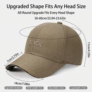 Khaki baseball cap for men and women with embroidery and detailed size specifications
