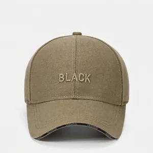 Classic khaki baseball cap with Black 3D embroidery and stiff cotton canvas structure