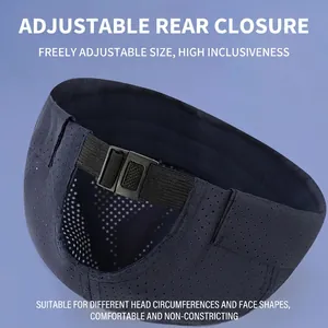 Navy blue breathable mesh docker hat with adjustable back strap for summer outdoors