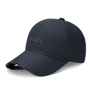 Navy blue baseball cap with 3D BLACK embroidery and FASHION visor trim for outdoor sun protection