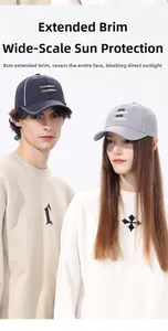 Detail view of quick-dry baseball cap featuring a functional 8cm long sunshade brim