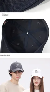 Detail of baseball cap featuring thickened sweatband and reinforced inner top seams