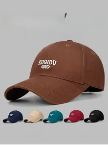 Detail view of cotton baseball cap featuring high-quality embroidery and various color options