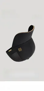 Detail of black sun visor with gold trim and breathable mesh fabric for outdoor sun protection