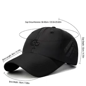 Quick-dry baseball cap with CP embroidery and side laser-cut holes for ventilation