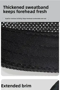 Detail of breathable mesh cap with thickened sweatband and extended brim for sun protection