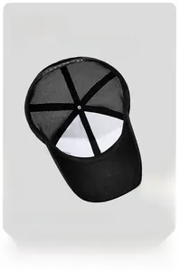 Close-up detail of breathable mesh fabric and reinforced inner lining of the baseball cap