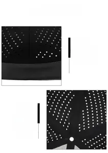 Close-up of laser-cut ventilation holes and embossed JUNGLE BILL logo on baseball cap