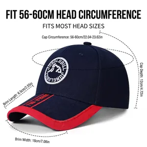 Junglebill navy and red contrast baseball cap with 3D embroidery and cotton texture