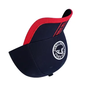 Navy blue and red baseball cap with 3D Junglebill embroidery and two-tone visor
