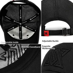 Mesh back baseball cap featuring 3D embroidery and adjustable metal buckle