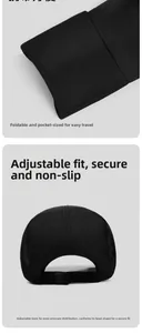 Détail d'une casquette de sport noire pliable avec boucle réglable et empiècements mesh