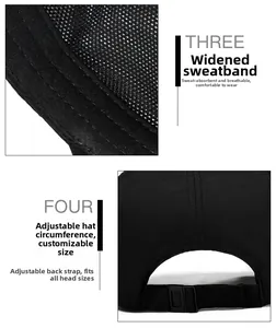 Détail d'une casquette de sport noire avec maille respirante et boucle arrière réglable