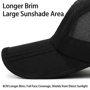 Casquette de baseball noire en maille avec visière de 8 cm pour protection solaire