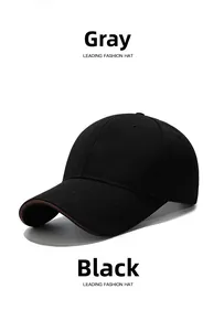 Dettaglio cappellino baseball nero a sei pannelli con bordino marrone e tessuto traspirante