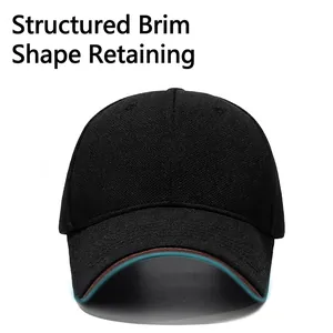Cappellino da baseball nero in mesh con visiera strutturata e bordo a contrasto