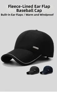 Detail der Fleecefutter- und Ohrenschützer-Funktion für warme Herren-Winter-Baseballmützen
