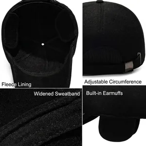Winter-Baseballkappe für Herren mit Fleecefutter und ausklappbarem Ohrenschutz