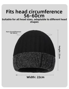 Winter knit beanie details with dimensions 22x22cm and fit for 56-60cm head circumference