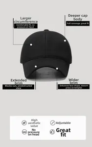 Detail of winter thermal baseball cap showing wider brim and adjustable buckle design