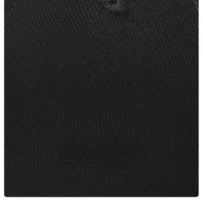 Macro shot of breathable black twill fabric texture for high-quality baseball caps