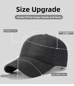 Detailed view of dark grey winter baseball cap showing textured fabric and measurements