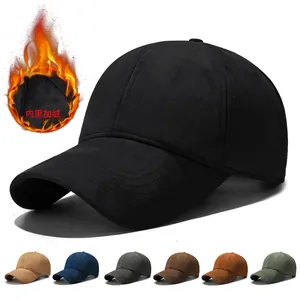 Winter Warm Fleece Lined Suede Baseball Cap For Women Men Plain Solid Color Outdoor Windproof Adjustable Hip Hop Hat