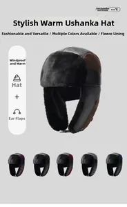 Winter ushanka with thick faux fur lining and windproof earflaps in five colors