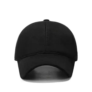 Winter warm black baseball cap with premium sheepskin texture and soft thermal lining