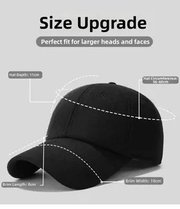 Size chart showing baseball cap dimensions with 56-60cm circumference and 11cm depth