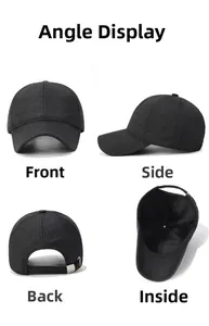 Detailed views of gray winter baseball cap showing fabric texture and adjustable buckle