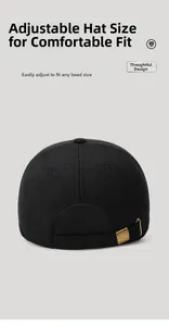 Adjustable bronze buckle and soft black fabric texture on back of winter wool baseball cap