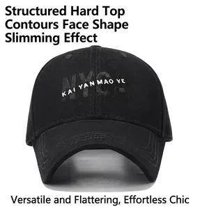 Classic black structured baseball cap with NYCA 3D embroidery and adjustable cotton visor