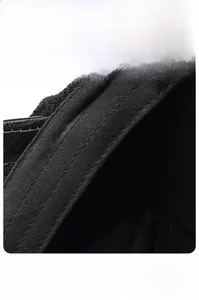 Detail of thickened sweatband and stitching on a winter PU thermal baseball cap