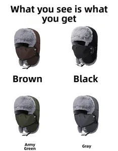 Winter bomber hat set with earflaps and thermal fleece lining in four colors