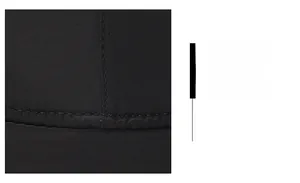 Macro detail of high-quality stitching on a durable black windproof aviator trapper hat