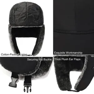 Winter aviator hat with thick faux fur lining and windproof quilted fabric detail