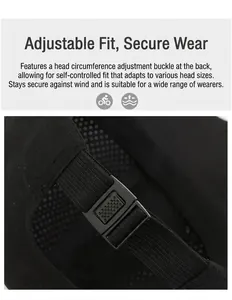 Detail of adjustable quick-dry baseball cap with elastic strap and plastic back buckle