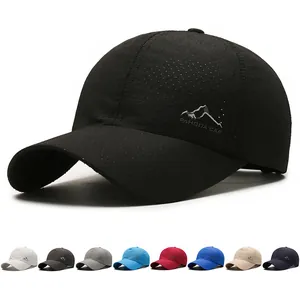 Unisex Outdoor Sports Quick Dry Baseball Cap Breathable Perforated Sun Hat With Mountain Print Adjustable Mesh Fishing Cap