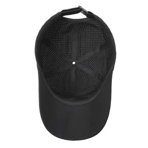Quick-dry black baseball cap with breathable mesh fabric and mountain print