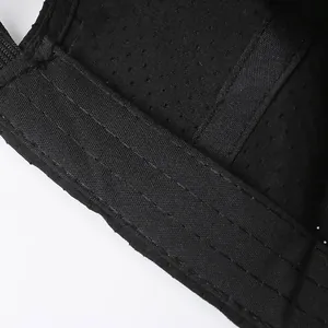 Black quick-dry baseball cap featuring breathable mesh fabric and reinforced stitching
